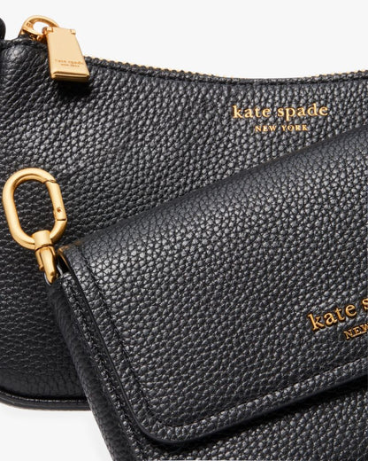 KateSpade Double Up Pebbled Leather Crossbody Black