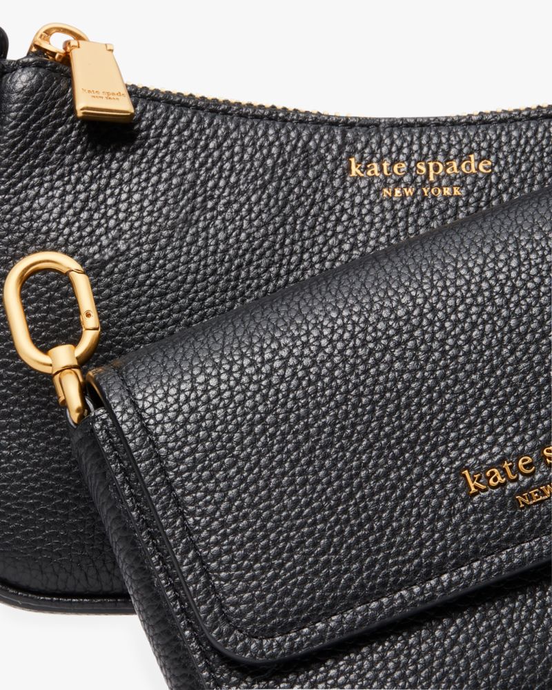 KateSpade Double Up Pebbled Leather Crossbody Black