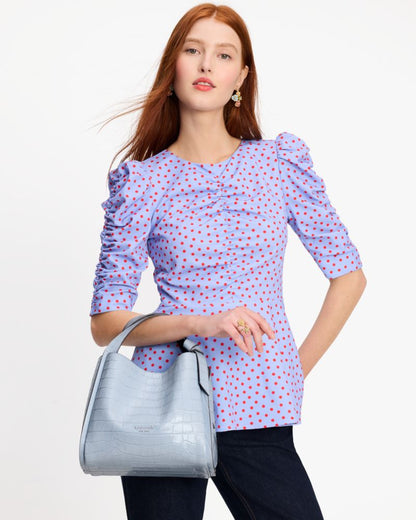 KateSpade Knott Croc embossed Medium Crossbody Tote North Star