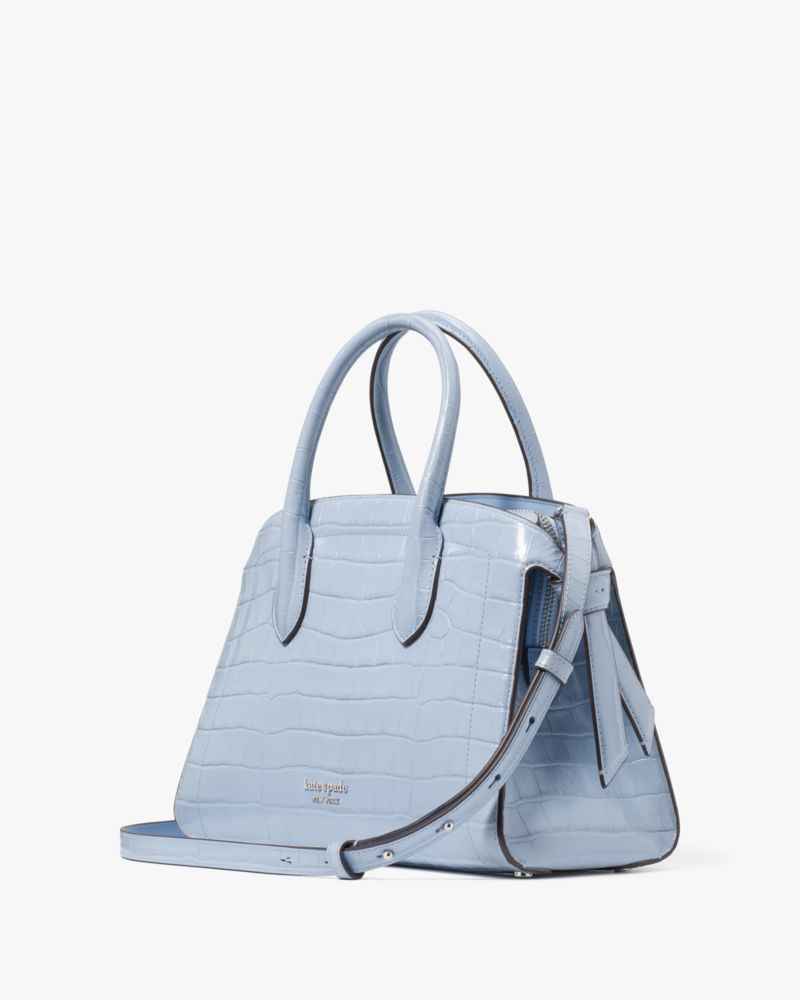 KateSpade Knott Croc embossed Medium Zip top Satchel North Star