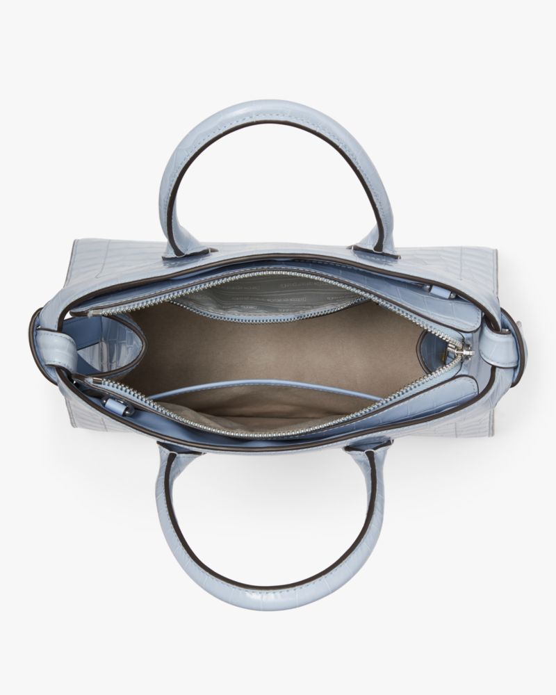 KateSpade Knott Croc embossed Medium Zip top Satchel North Star