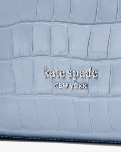 KateSpade Knott Croc embossed Medium Zip top Satchel North Star