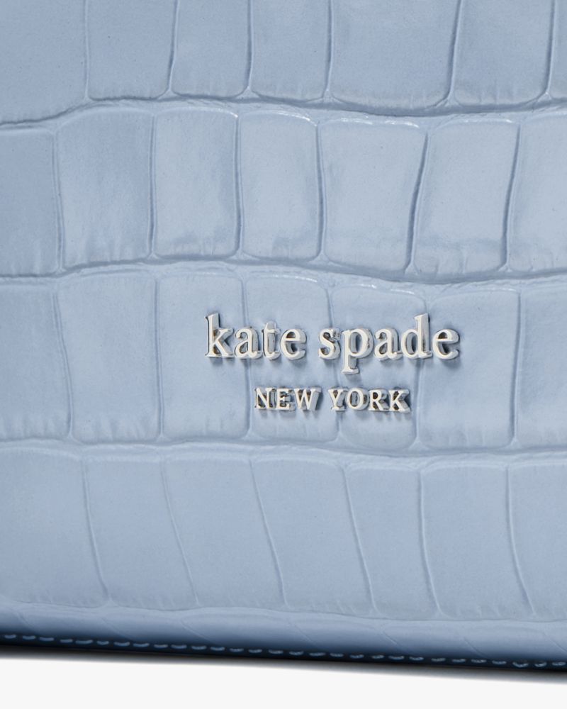 KateSpade Knott Croc embossed Medium Zip top Satchel North Star