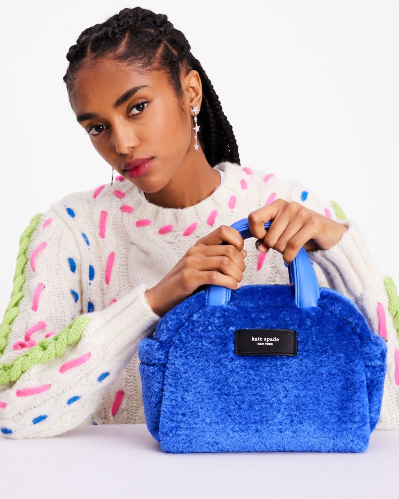 KateSpade Apres Chic Faux Shearling Satchel Fluorite