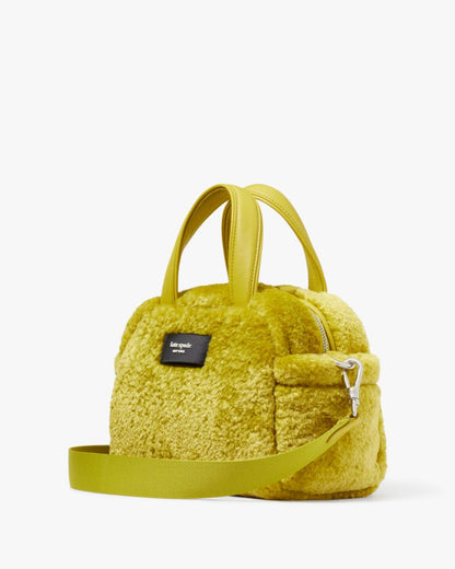 KateSpade Apres Chic Faux Shearling Satchel Citron Sapphire