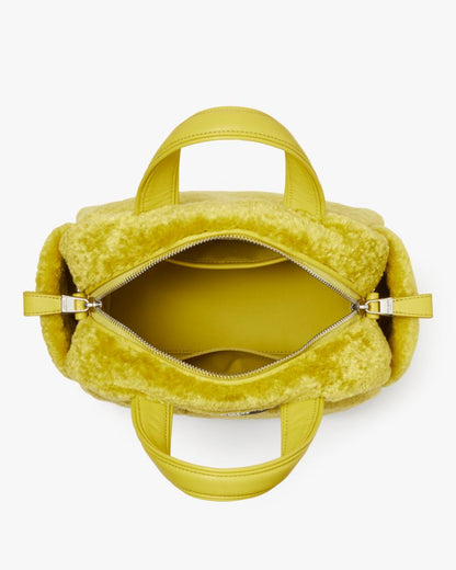 KateSpade Apres Chic Faux Shearling Satchel Citron Sapphire