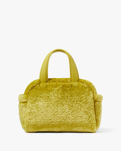 KateSpade Apres Chic Faux Shearling Satchel Citron Sapphire