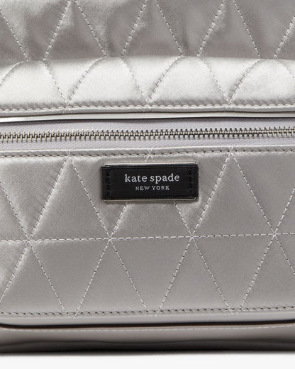 KateSpade Sam Icon Quilted Satin Small Backpack Silver