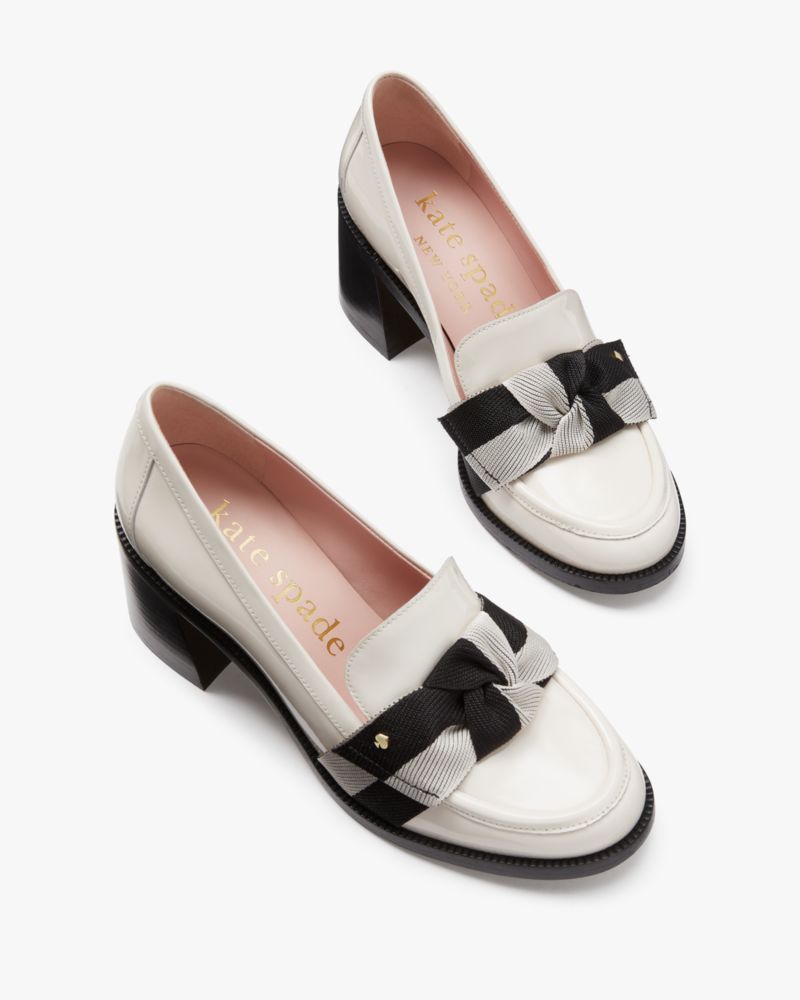 Katespade Leandra Heeled Loafer Cream Black Multi