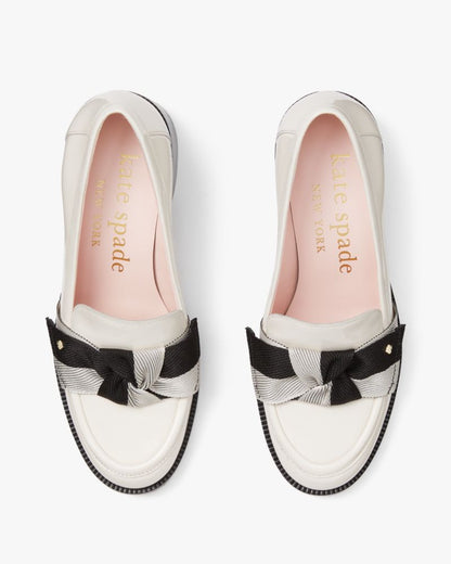 Katespade Leandra Heeled Loafer Cream Black Multi