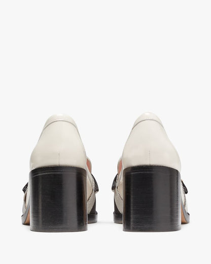 Katespade Leandra Heeled Loafer Cream Black Multi