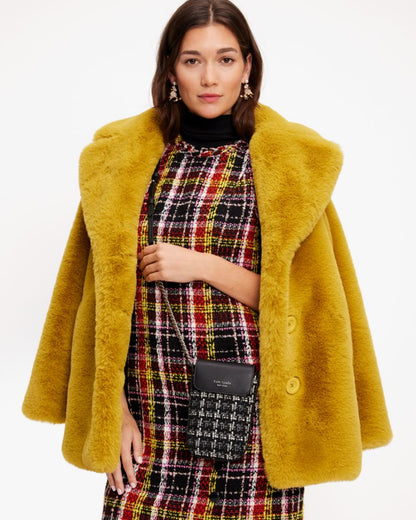 KateSpade Steffie Tweed Phone Crossbody Black Multi