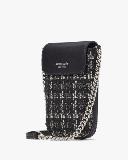 KateSpade Steffie Tweed Phone Crossbody Black Multi