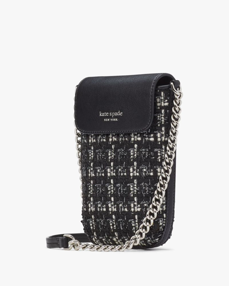 KateSpade Steffie Tweed Phone Crossbody Black Multi