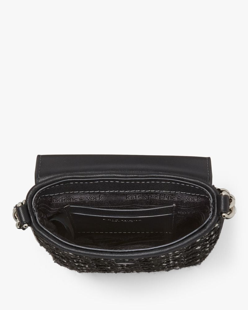 KateSpade Steffie Tweed Phone Crossbody Black Multi