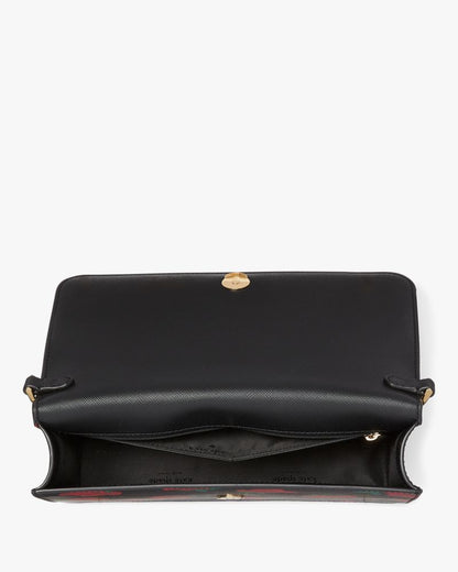 KateSpade Madison Rose Toss Printed Flap Crossbody Black Multi