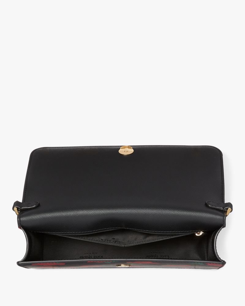 KateSpade Madison Rose Toss Printed Flap Crossbody Black Multi