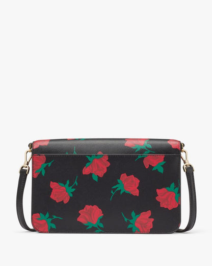 KateSpade Madison Rose Toss Printed Flap Crossbody Black Multi