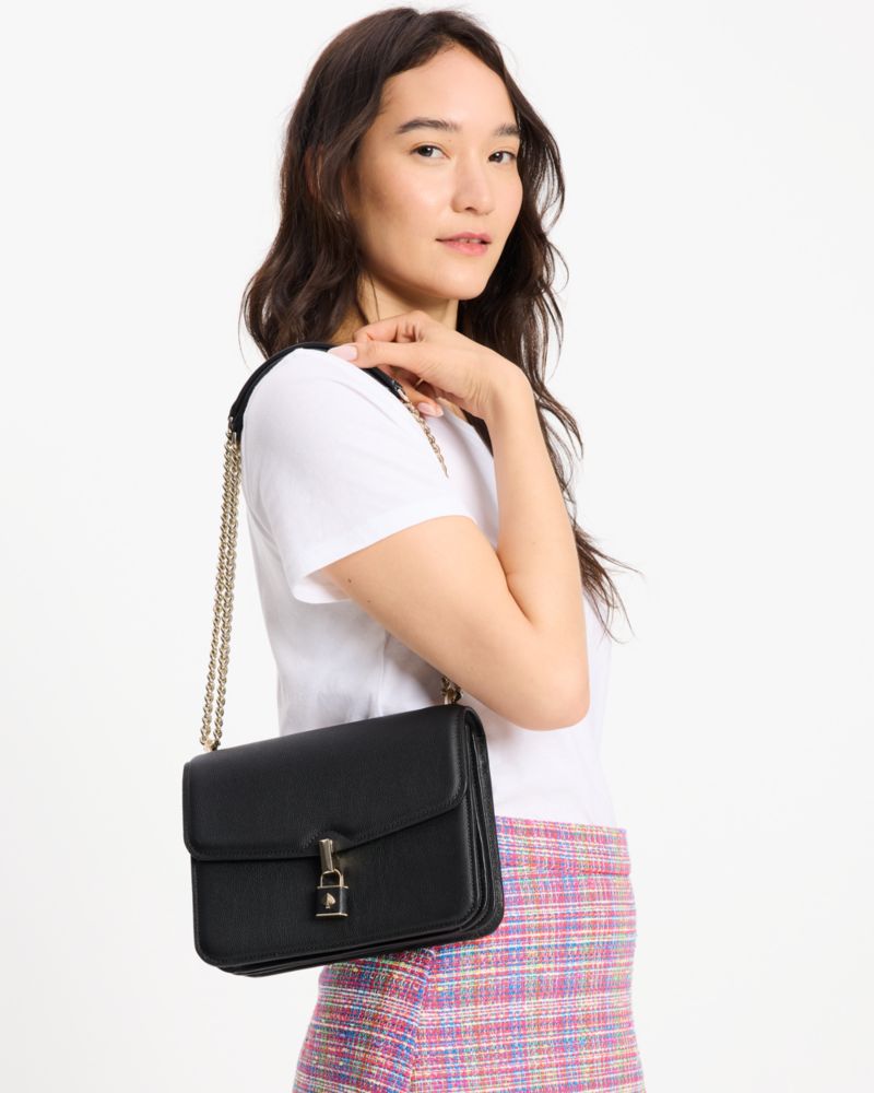 KateSpade Locket Large Flap Shoulder Bag Black