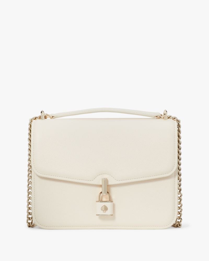 KateSpade Locket Large Flap Shoulder Bag Parchment