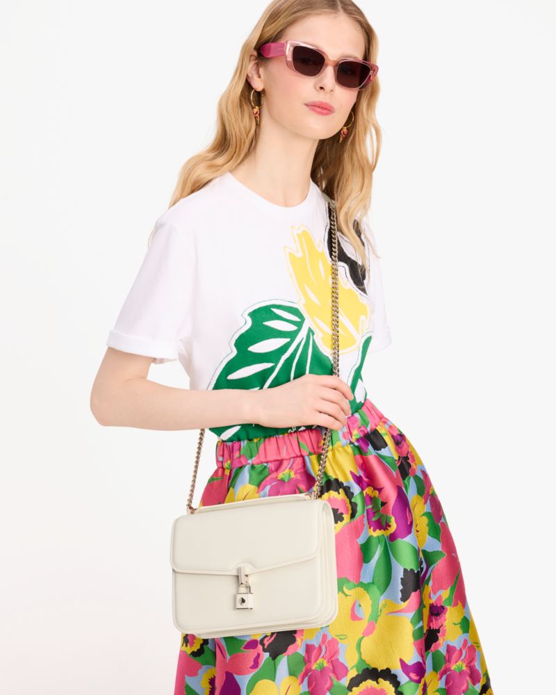 KateSpade Locket Large Flap Shoulder Bag Parchment