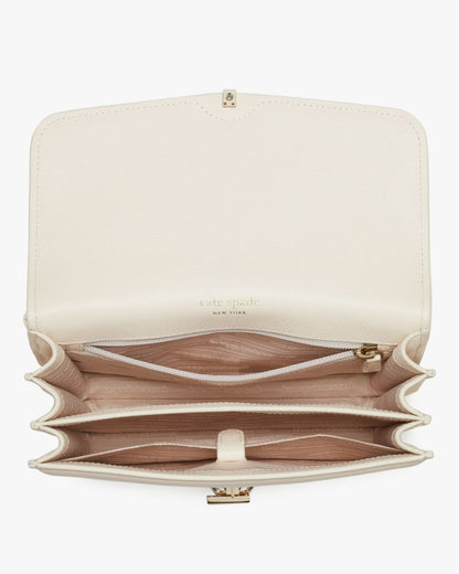 KateSpade Locket Large Flap Shoulder Bag Parchment