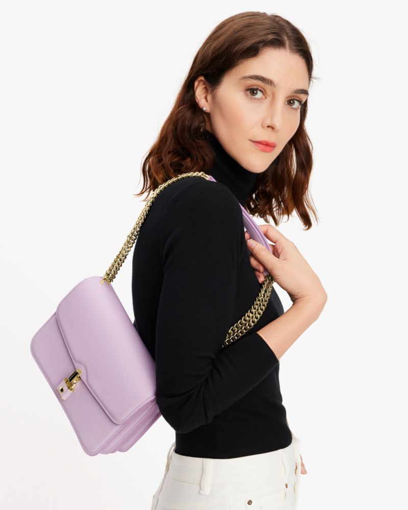 KateSpade Locket Large Flap Shoulder Bag Violet Mist