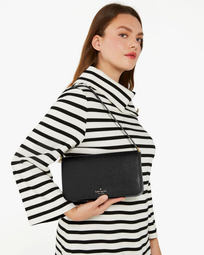 KateSpade Staci Flap Medium Shoulder Bag Black