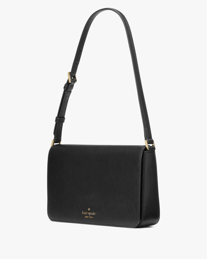 KateSpade Staci Flap Medium Shoulder Bag Black
