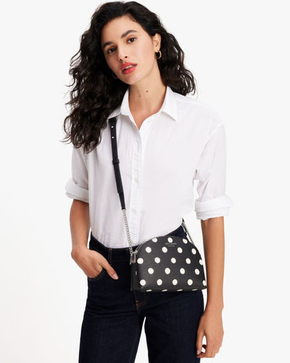 KateSpade Morgan Sunshine Dot Double zip Dome Crossbody Black Multi