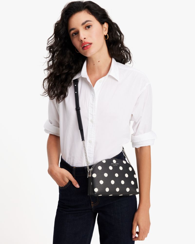 KateSpade Morgan Sunshine Dot Double zip Dome Crossbody Black Multi