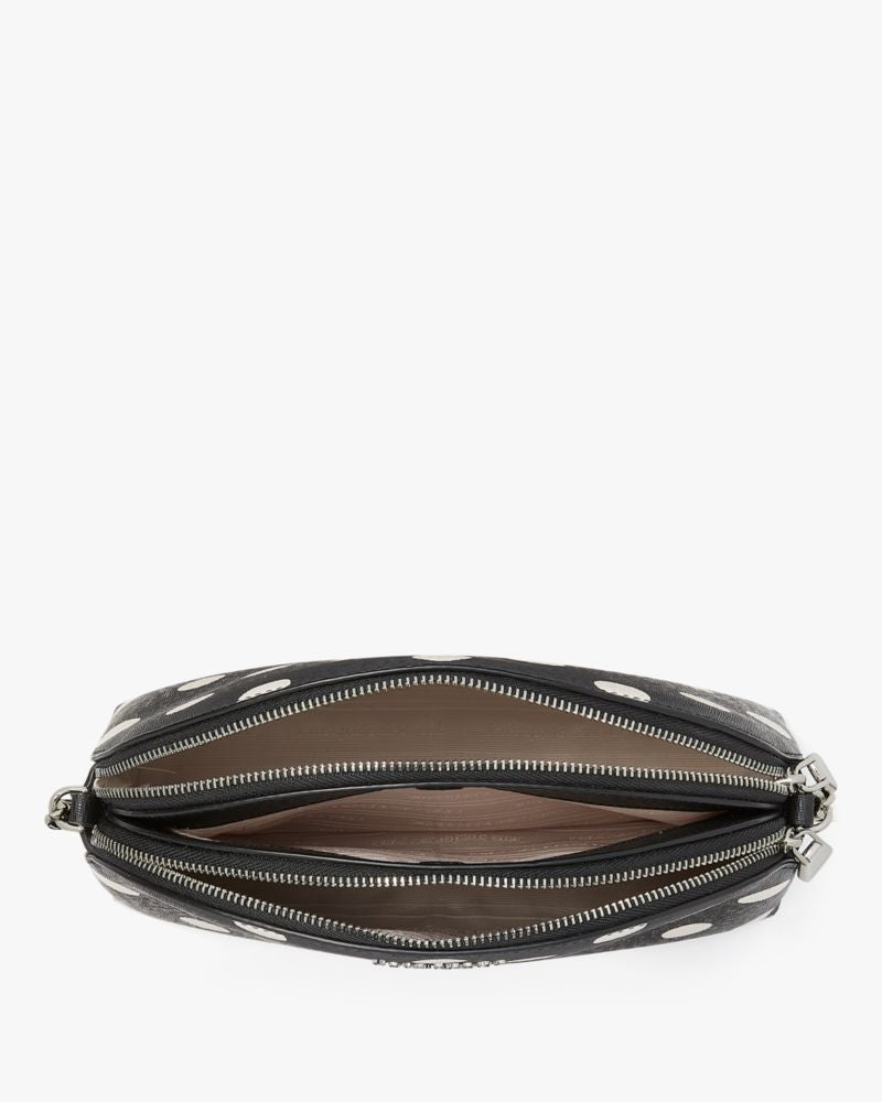KateSpade Morgan Sunshine Dot Double zip Dome Crossbody Black Multi