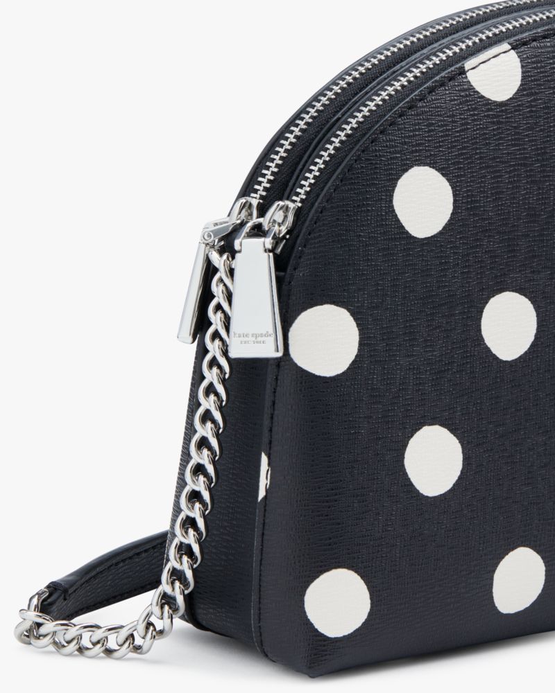 KateSpade Morgan Sunshine Dot Double zip Dome Crossbody Black Multi