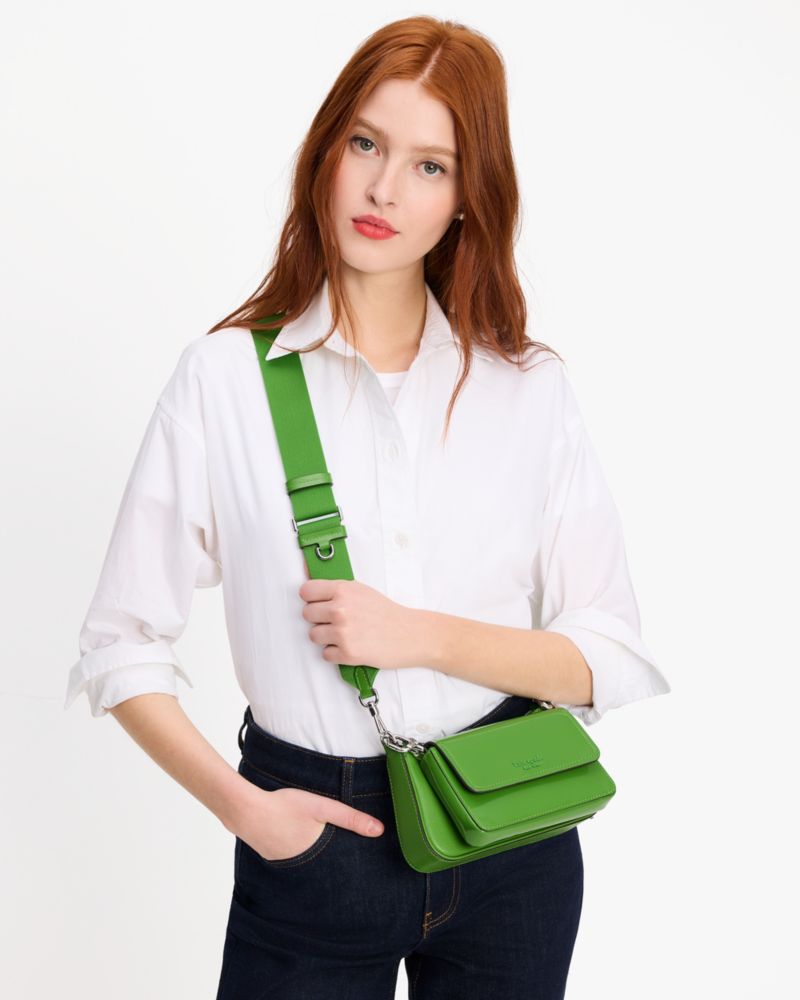 KateSpade Double Up Patent Leather Crossbody KS Green