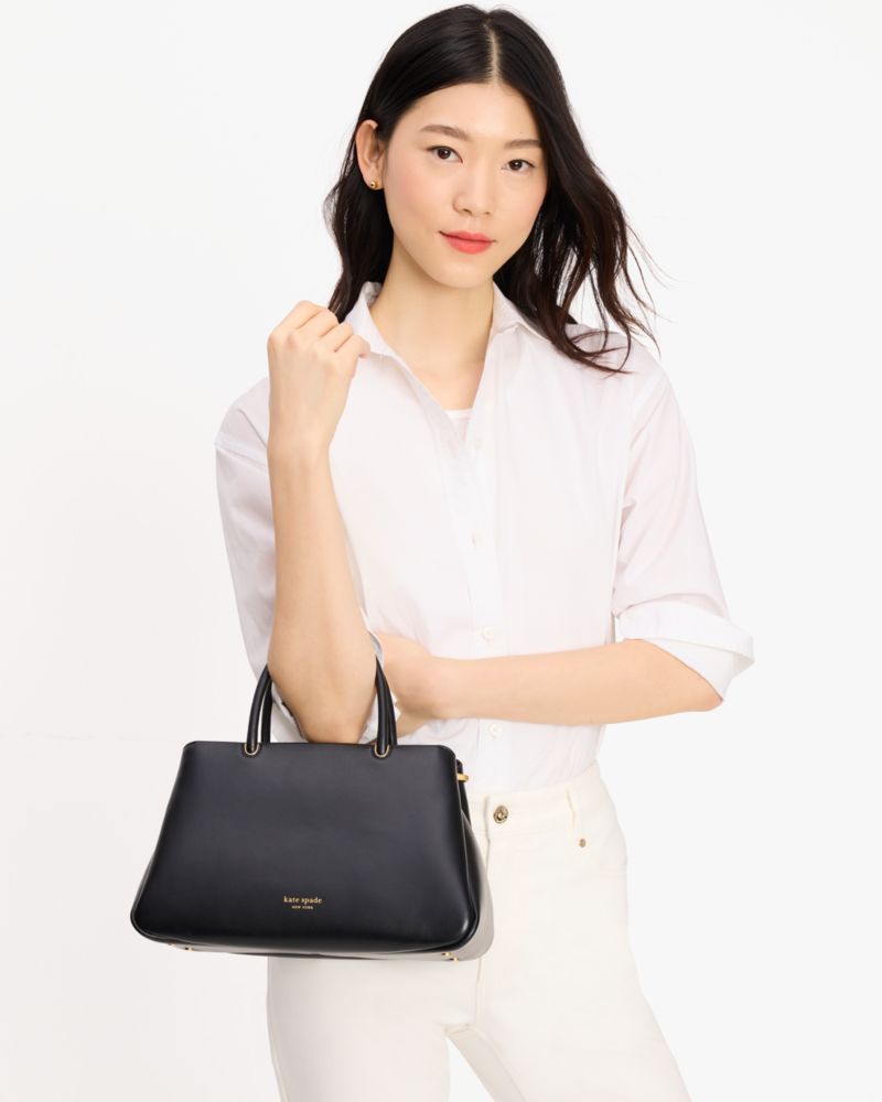 KateSpade Grace Fine Grain Leather Medium Satchel Black
