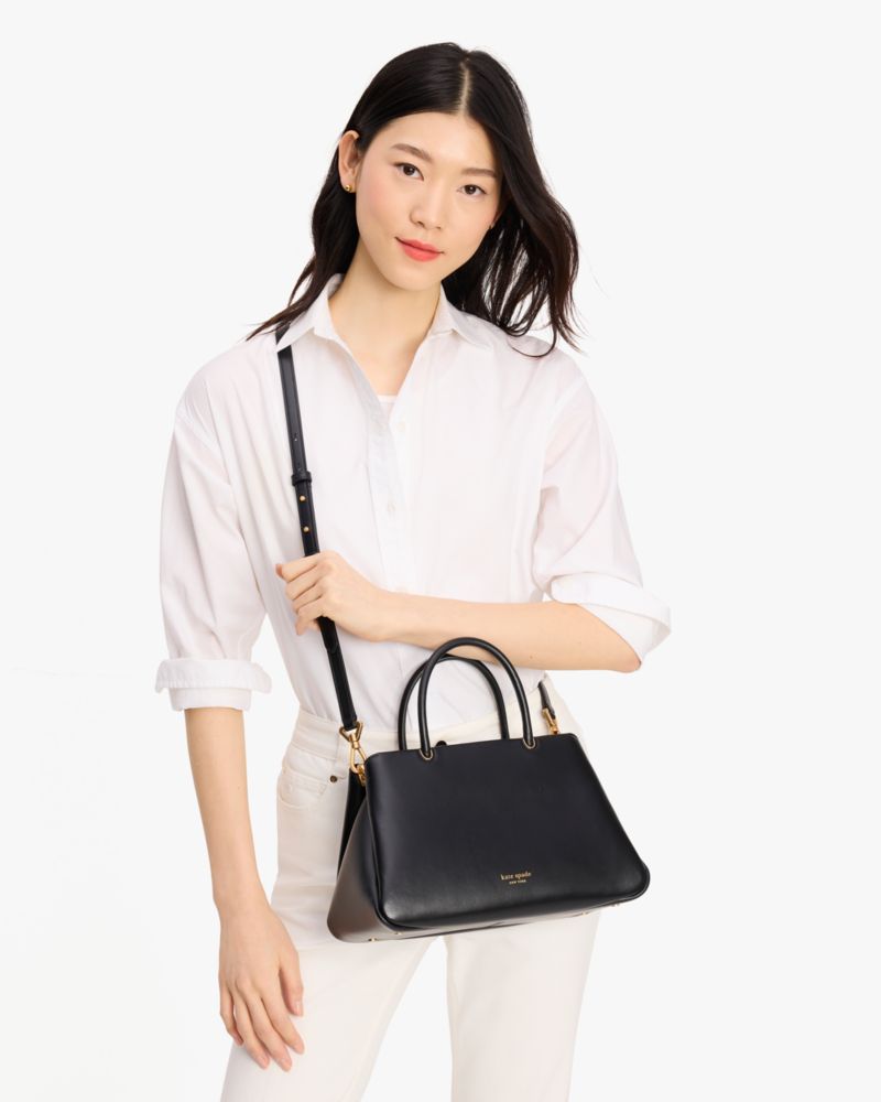 KateSpade Grace Fine Grain Leather Medium Satchel Black