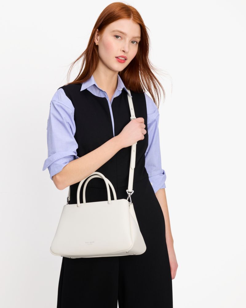 KateSpade Grace Fine Grain Leather Medium Satchel Cream