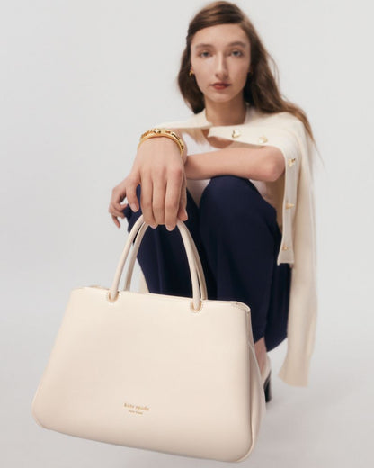 KateSpade Grace Fine Grain Leather Medium Satchel Cream