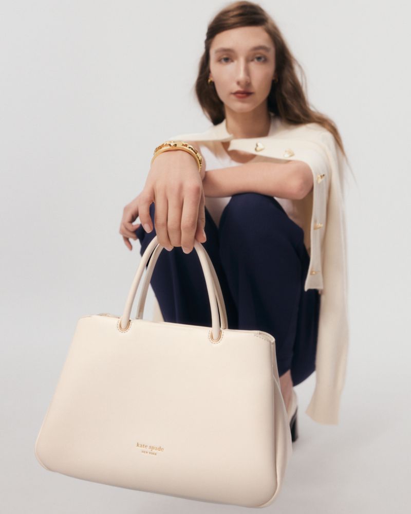 KateSpade Grace Fine Grain Leather Medium Satchel Cream
