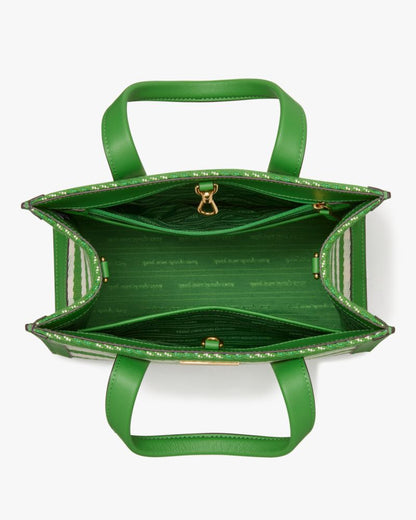 KateSpade Manhattan Gingham Tweed Fabric Small Tote Summit Green Multi