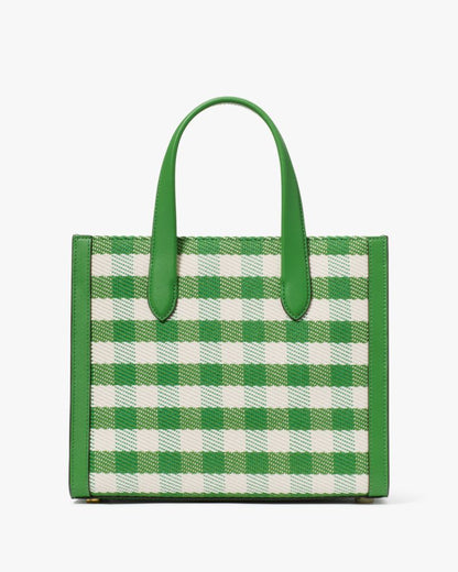 KateSpade Manhattan Gingham Tweed Fabric Small Tote Summit Green Multi