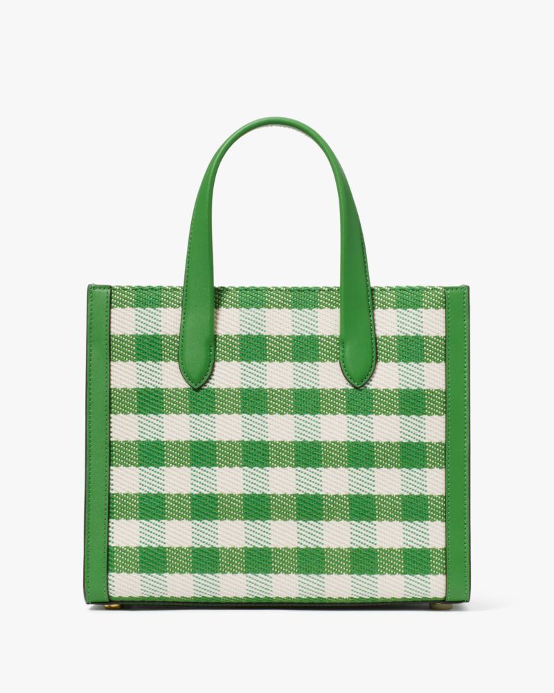 KateSpade Manhattan Gingham Tweed Fabric Small Tote Summit Green Multi