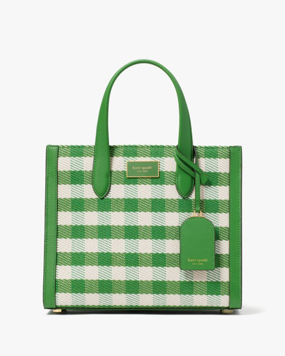 KateSpade Manhattan Gingham Tweed Fabric Small Tote Summit Green Multi
