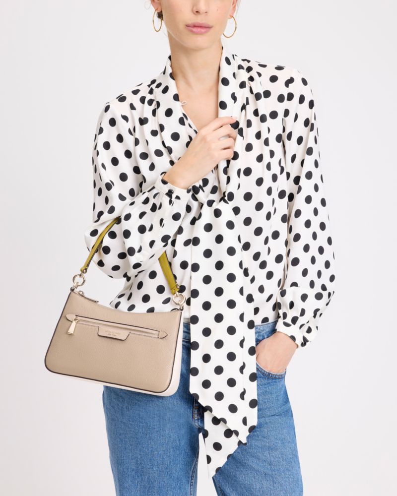 KateSpade Hudson Colorblocked Convertible Crossbody Timeless Taupe Multi