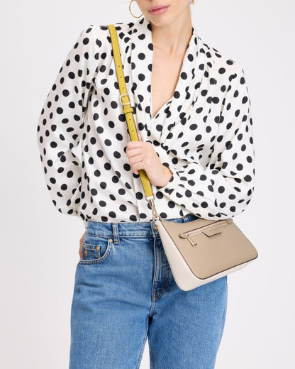 KateSpade Hudson Colorblocked Convertible Crossbody Timeless Taupe Multi