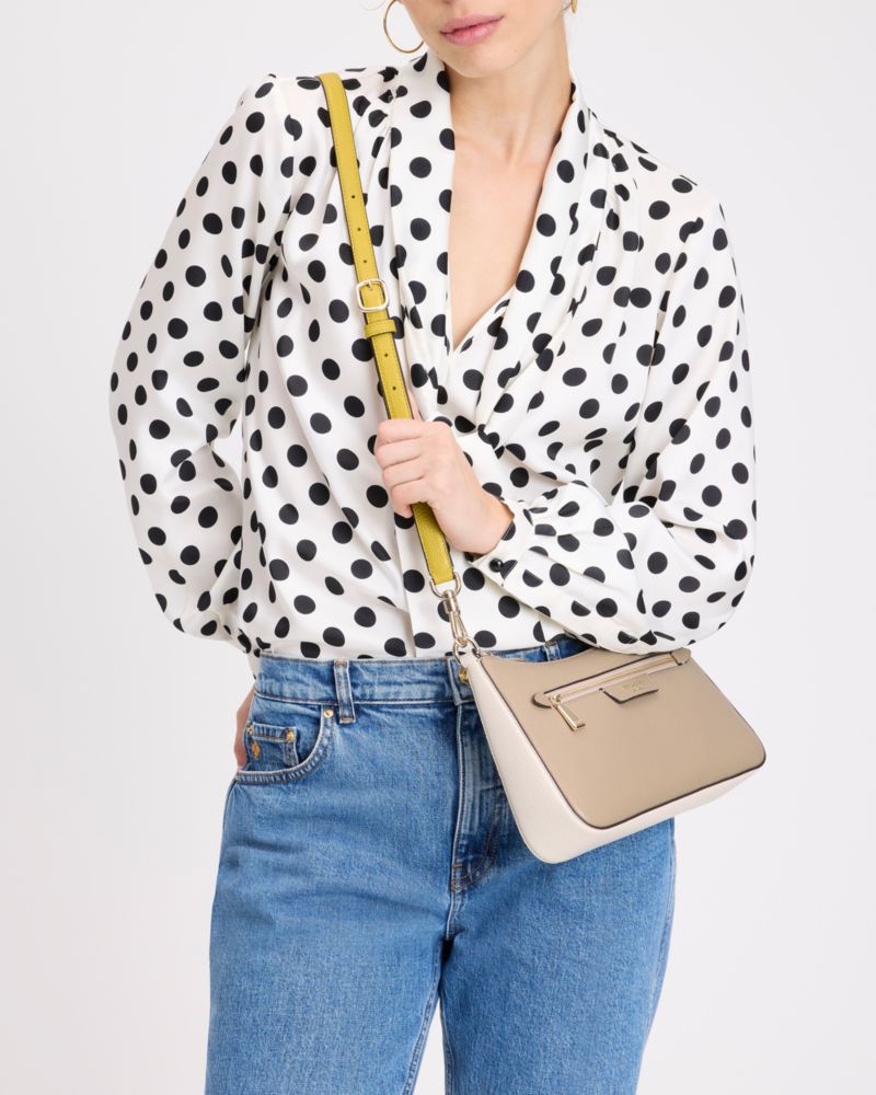 KateSpade Hudson Colorblocked Convertible Crossbody Timeless Taupe Multi