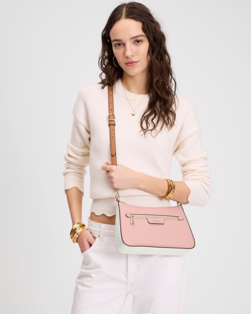 KateSpade Hudson Colorblocked Convertible Crossbody Rose Smoke Multi