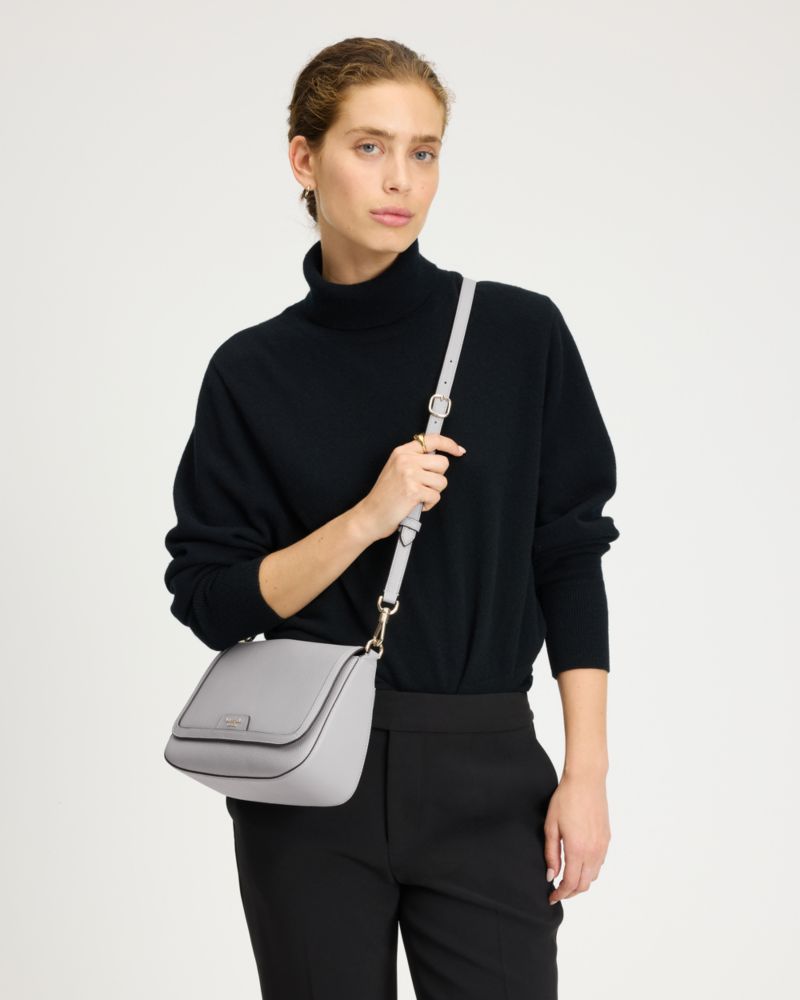 KateSpade Hudson Convertible Flap Shoulder Bag Mountain Grey