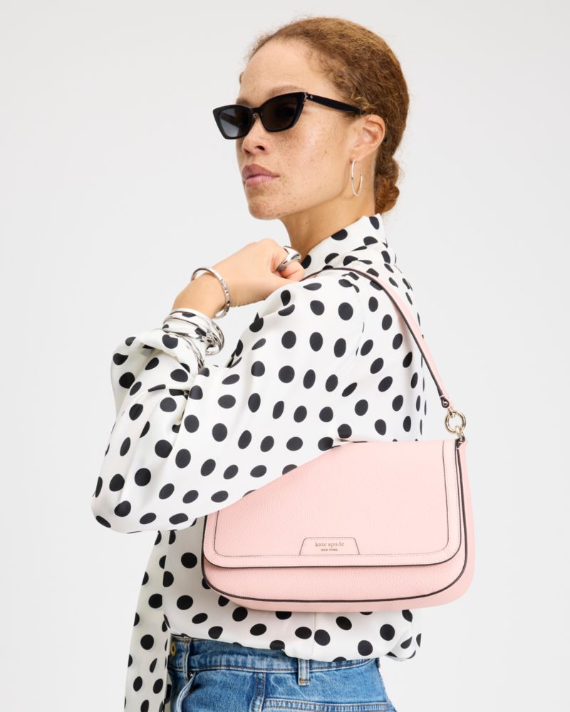 KateSpade Hudson Convertible Flap Shoulder Bag Pastry Pink