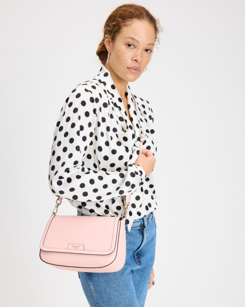KateSpade Hudson Convertible Flap Shoulder Bag Pastry Pink